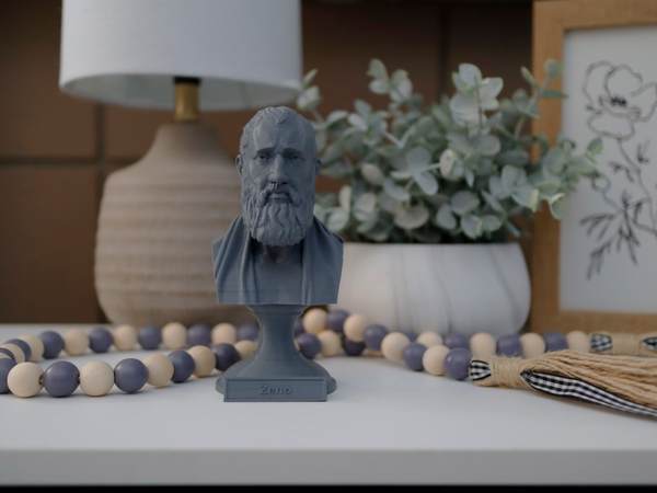 Zeno of Citium Greek Stoic Philosopher Sculpture Bust on Pedestal