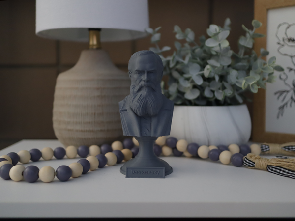 Fyodor Dostoevsky Russian Writer Sculpture Bust on Pedestal