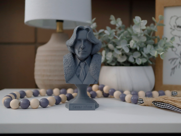 Oscar Wilde Irish Poet Sculpture Bust on Pedestal