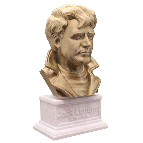Jack London, Famous American Novelist, Sculpture Bust on Box Plinth