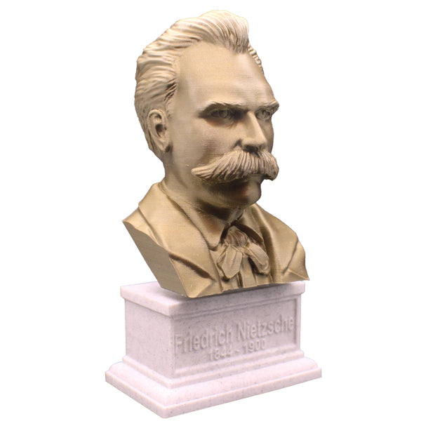 Friedrich Nietzsche, Famous German Writer and Philosopher, Sculpture Bust on Box Plinth