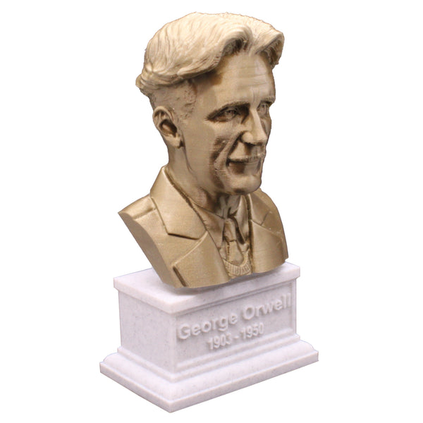 George Orwell, Famous English Novelist, Sculpture Bust on Box Plinth