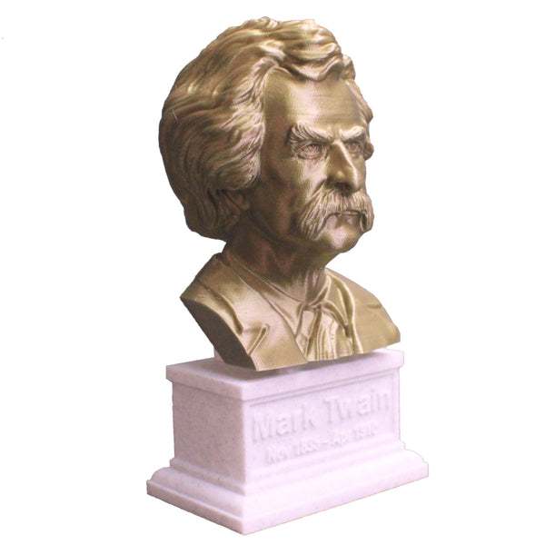 Mark Twain (Samuel Clemens), American Writer, Humorist, Entrepreneur, and Lecturer, Sculpture Bust on Box Plinth