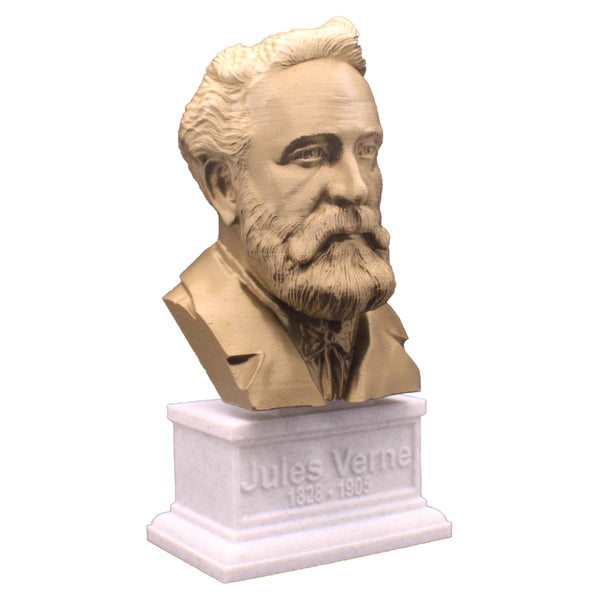 Jules Verne, Famous French Novelist, Sculpture Bust on Box Plinth