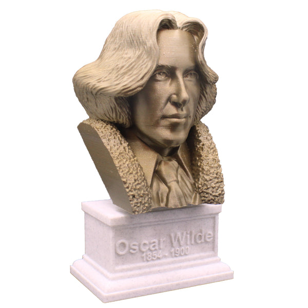 Oscar Wilde, Irish Poet and Playwright, Sculpture Bust on Box Plinth
