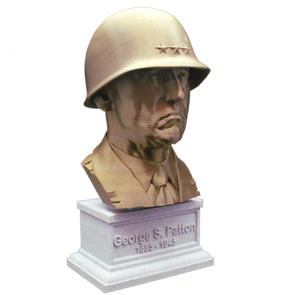 George S Patton Legendary US Army General Sculpture Bust on Box Plinth