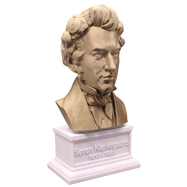 Soren Kierkegaard Danish Existentialist Philosopher Sculpture Bust on Box Plinth