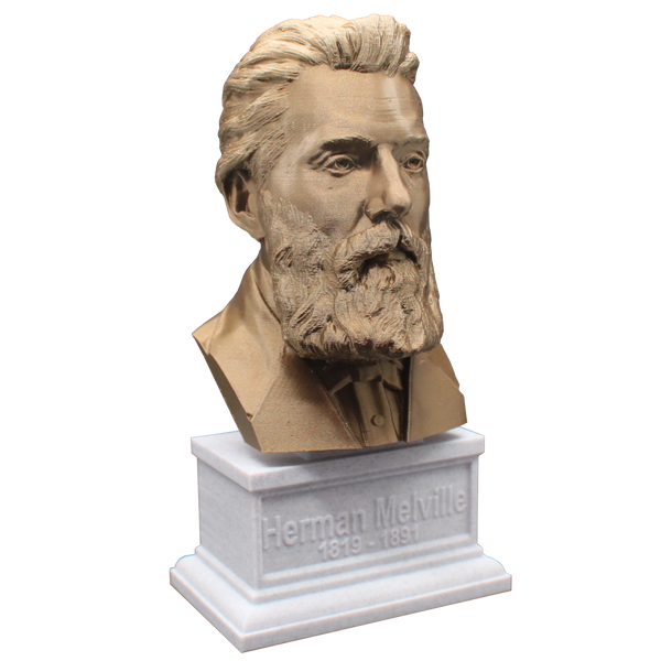 Herman Melville, Famous American Writer and Poet, Sculpture Bust on Box Plinth