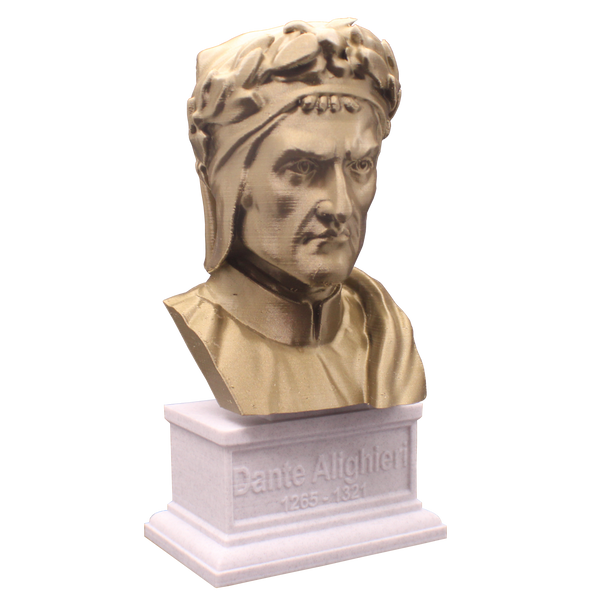 Dante Alighieri Italian Poet, Writer, and Philosopher Sculpture Bust on Box Plinth
