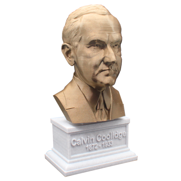 Calvin Coolidge, 30th US President, Sculpture Bust on Box Plinth