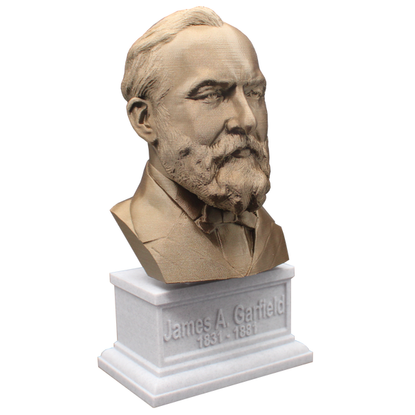 James A. Garfield, 20th US President, Sculpture Bust on Box Plinth