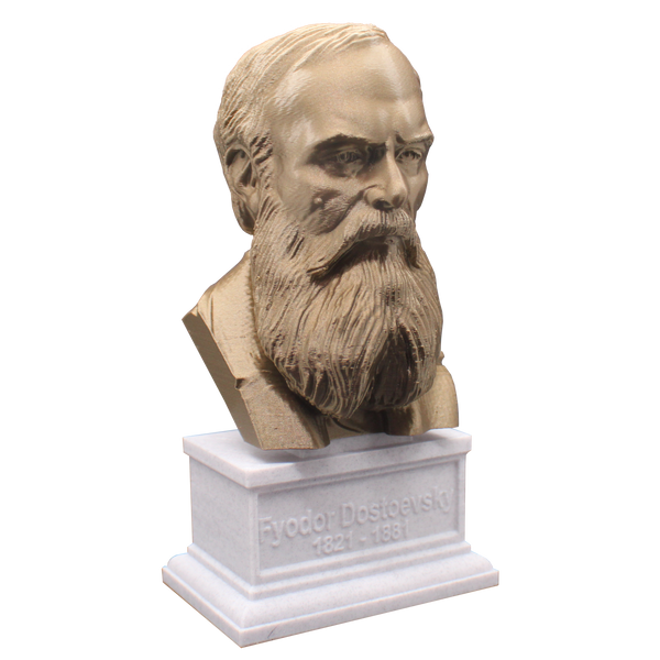 Fyodor Dostoevsky, Famous Russion Writer and Philosopher, Sculpture Bust on Box Plinth