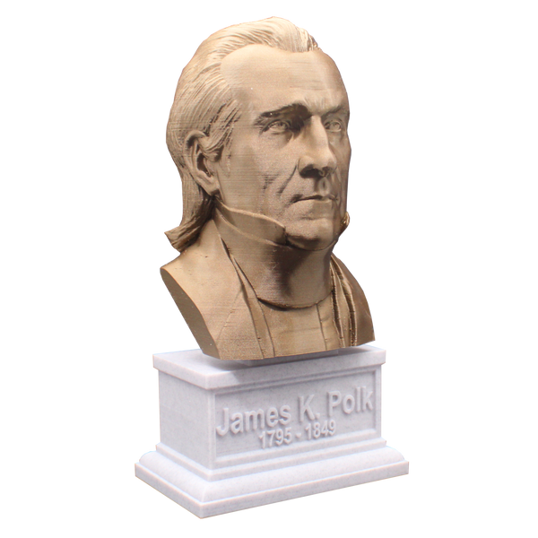 James K Polk, 11th US President, Sculpture Bust on Box Plinth
