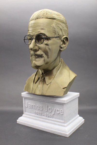 James Joyce, Famous Irish Writer, Sculpture Bust on Box Plinth