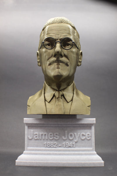 James Joyce, Famous Irish Writer, Sculpture Bust on Box Plinth