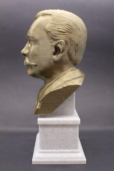 Arthur Conan Doyle, Famous British Writer, Sculpture Bust on Box Plinth
