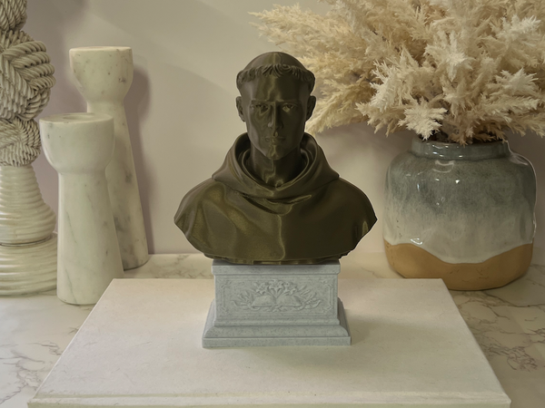 Saint Anthony of Padua, Beloved Franciscan Saint and Patron of Lost Things, Sculpture Bust on Box Plinth