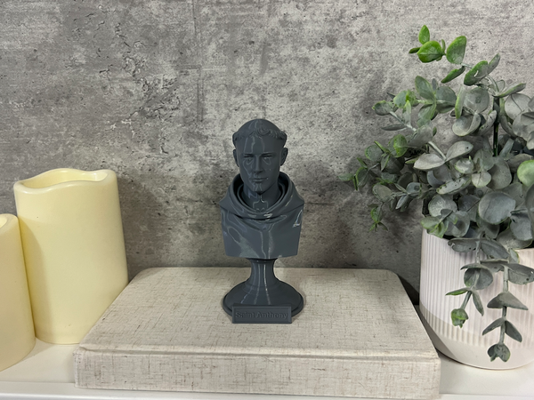 Saint Anthony of Padua, Beloved Franciscan Saint and Patron of Lost Things, Sculpture Bust on Pedestal