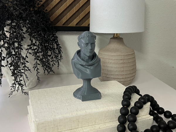 Saint Anthony of Padua, Beloved Franciscan Saint and Patron of Lost Things, Sculpture Bust on Pedestal