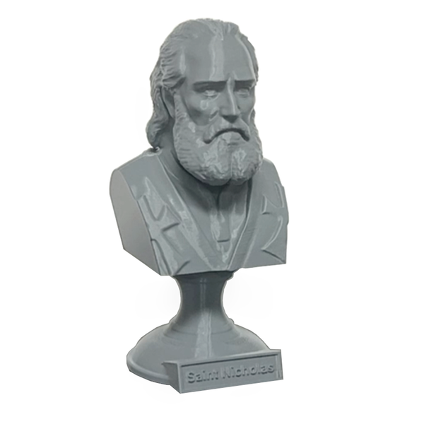 Saint Nicholas of Myra, Patron Saint of Children and Charity Sculpture Bust on Pedestal