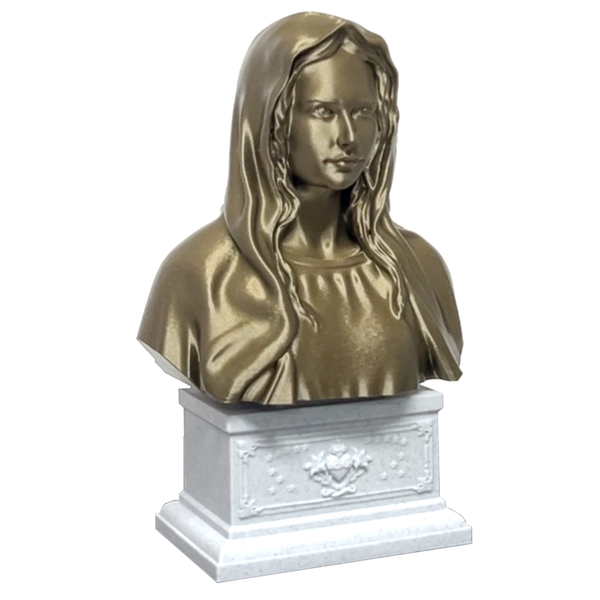 Saint Mary, Mother of God and Queen of Heaven Sculpture Bust on Box Plinth
