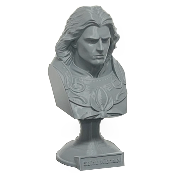 Saint Michael the Archangel, Defender of Heaven and Leader of God’s Armies Sculpture Bust on Pedestal