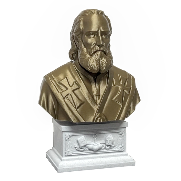 Saint Nicholas of Myra, Patron Saint of Children and Charity Sculpture Bust on Box Plinth
