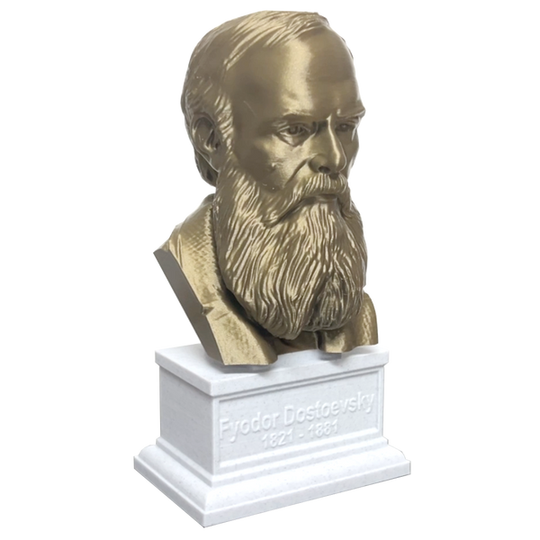 Fyodor Dostoevsky, Famous Russion Writer and Philosopher, Sculpture Bust on Box Plinth