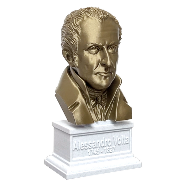 Alessandro Volta Italian Pioneer of Electricity and Power Sculpture Bust on Box Plinth