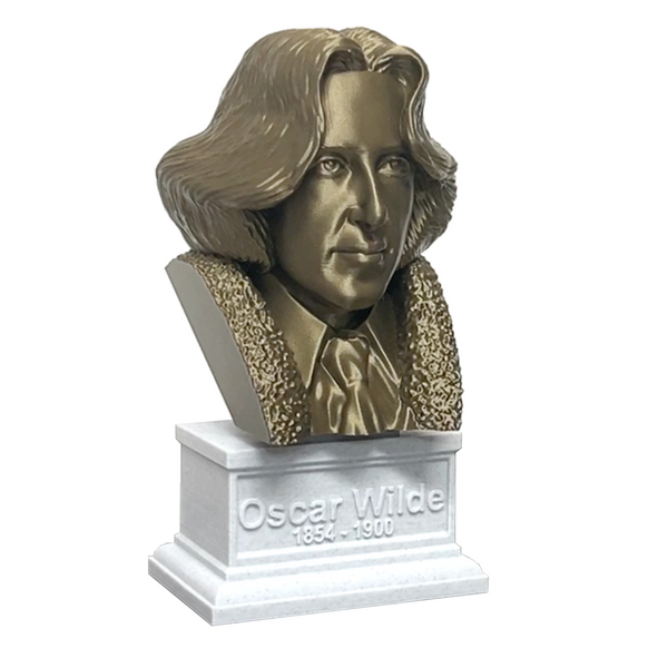 Oscar Wilde, Irish Poet and Playwright, Sculpture Bust on Box Plinth