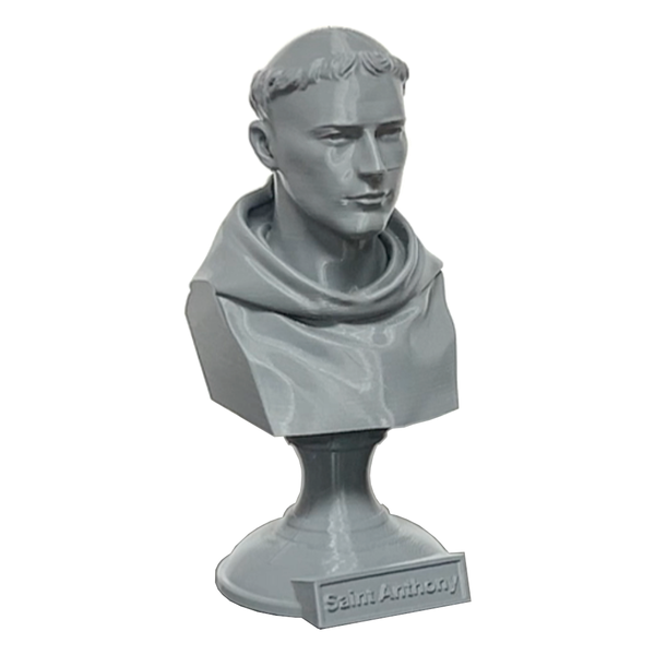 Saint Anthony of Padua, Beloved Franciscan Saint and Patron of Lost Things, Sculpture Bust on Pedestal