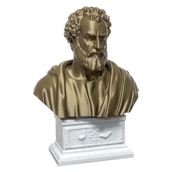 Saint Peter, Patron Saint of Fishermen and the Papacy, Sculpture Bust on Box Plinth