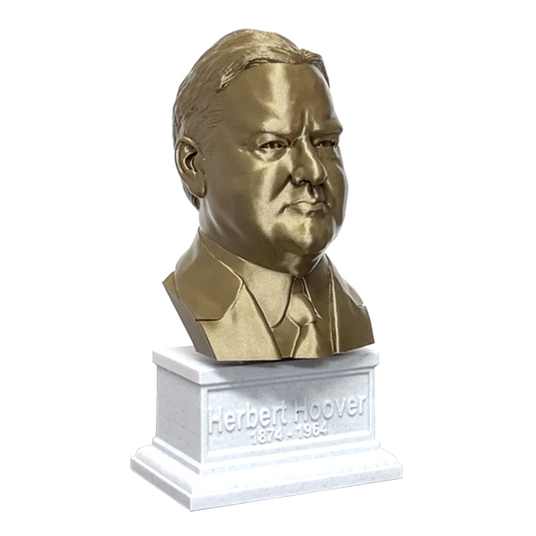 Herbert Hoover, 31st US President, Sculpture Bust on Box Plinth