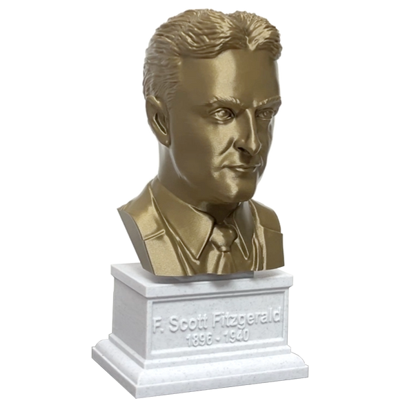 F Scott Fitzgerald, Famous American Writer, Sculpture Bust on Box Plinth