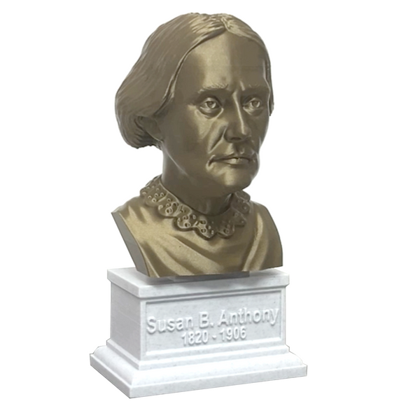 Susan B Anthony American Social Reformer and Women's Rights Activist Sculpture Bust on Box Plinth