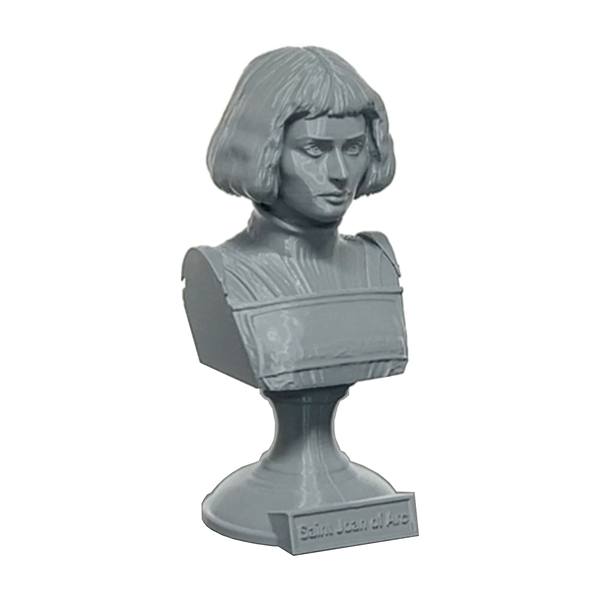 Saint Joan of Arc, Divine Warrior and Patron Saint of France Sculpture Bust on Pedestal
