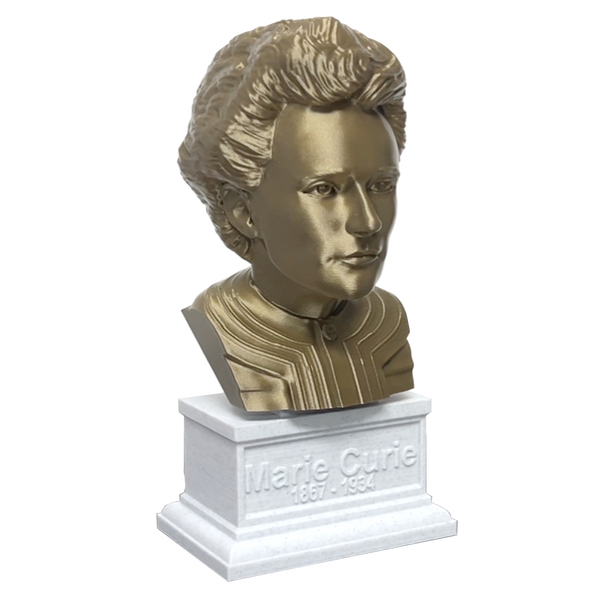 Marie Curie Polish Chemist, Nobel Prize Winner, and Researcher of Radioactivity Sculpture Bust on Box Plinth