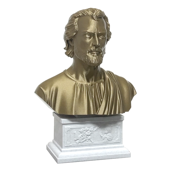 Saint Joseph, Guardian of the Holy Family and Patron Saint of Workers Sculpture Bust on Box Plinth