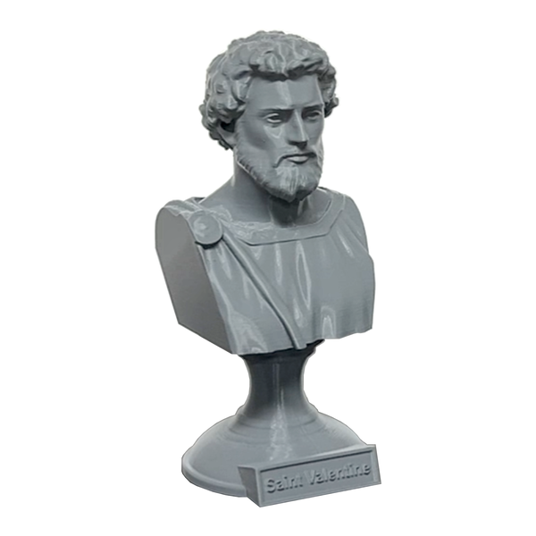 Saint Valentine, Patron of Love and Devotion, Revered Christian Martyr Sculpture Bust on Pedestal
