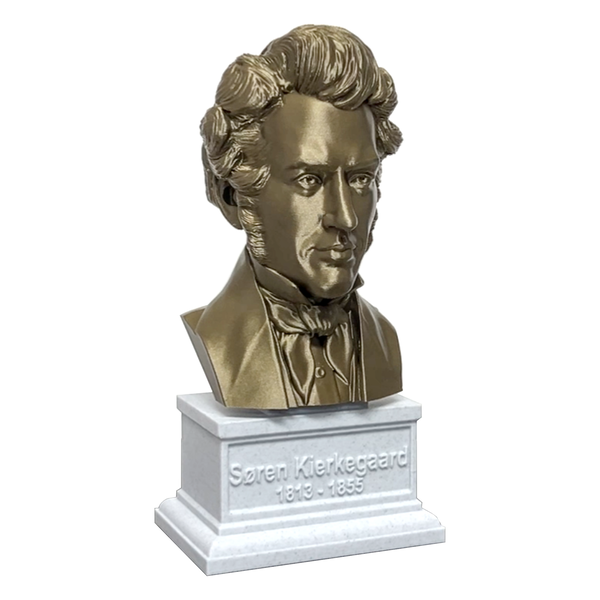 Soren Kierkegaard Danish Existentialist Philosopher Sculpture Bust on Box Plinth