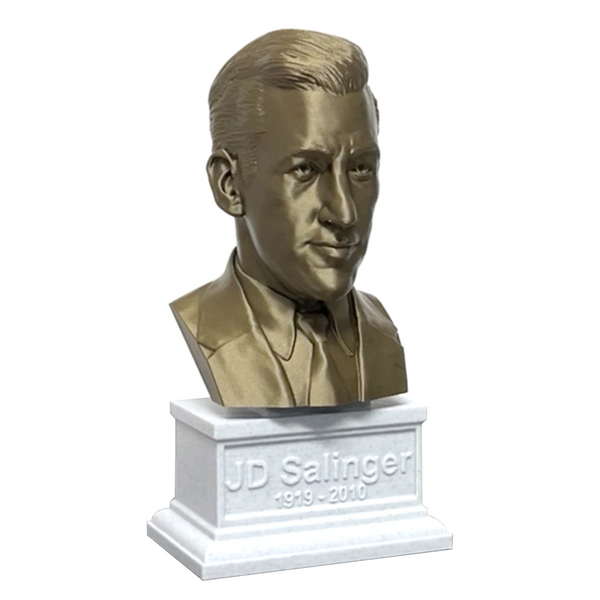JD Salinger, Famous American Writer, Sculpture Bust on Box Plinth