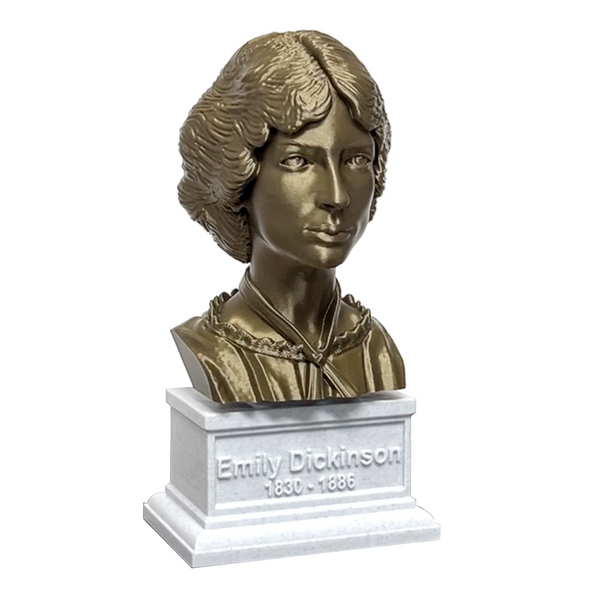 Emily Dickinson, Famous American Poet, Sculpture Bust on Box Plinth