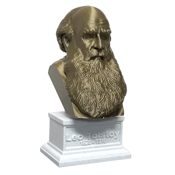 Leo Tolstoy, Famous Russian Writer, Sculpture Bust on Box Plinth