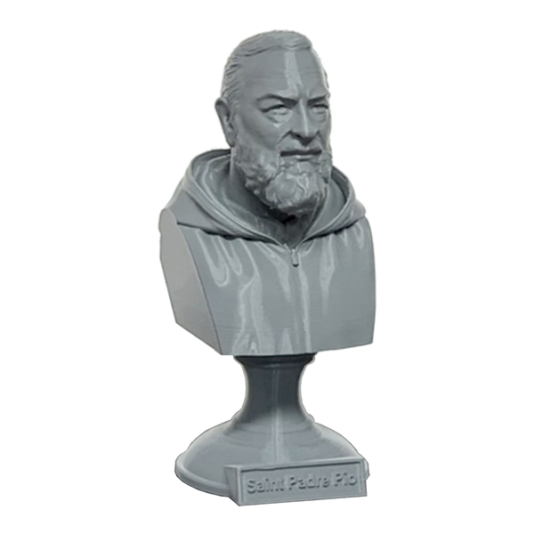 Saint Padre Pio of Pietrelcina, Renowned Mystic and Patron Saint of Healing Sculpture Bust on Pedestal