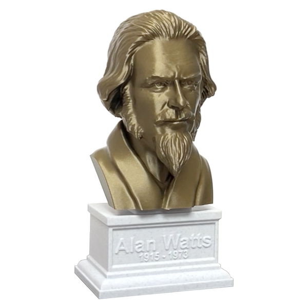 Alan Watts British Philosopher Sculpture Bust on Box Plinth