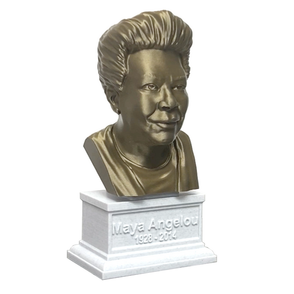 Maya Angelou, American Poet, Singer, Memoirist, and Civil Rights Activist, Sculpture Bust on Box Plinth