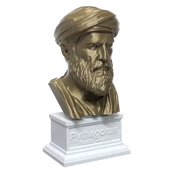Pythagoras Famous Greek Mathematician and Philosopher Sculpture Bust on Box Plinth