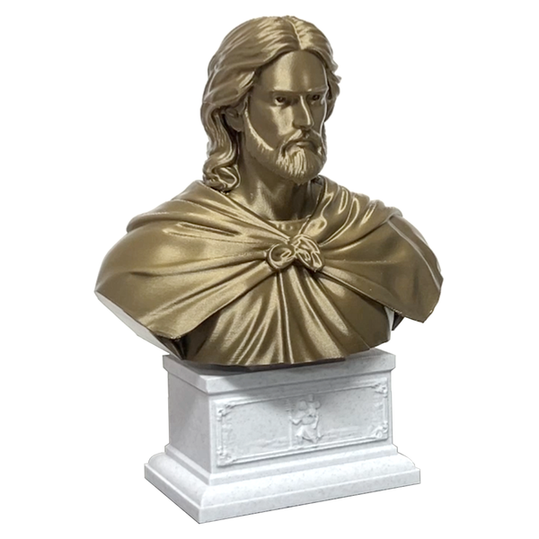 Saint Christopher, Patron Saint of Travelers and Wayfarers, Sculpture Bust on Box Plinth