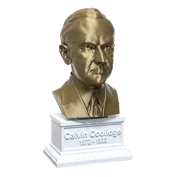 Calvin Coolidge, 30th US President, Sculpture Bust on Box Plinth