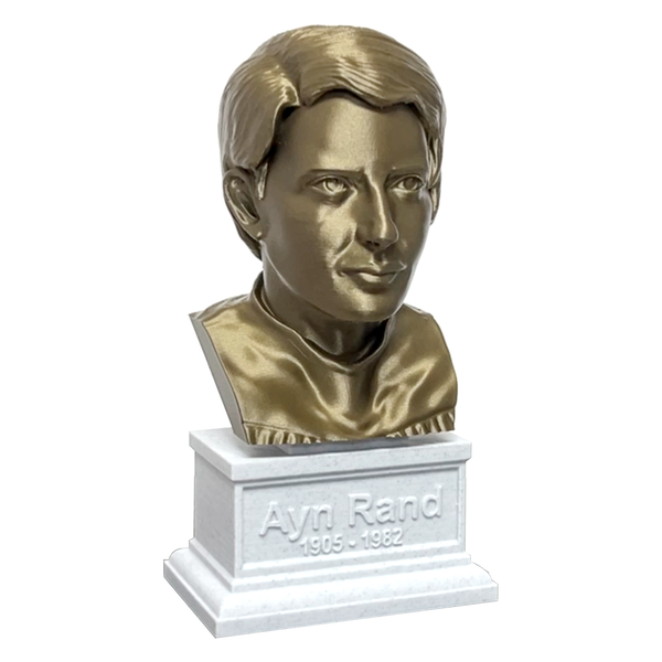 Ayn Rand, Famous American Writer and Philosopher, Sculpture Bust on Box Plinth